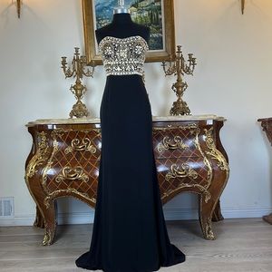 Meier Collection formal stretchy rhinestone evening prom dress